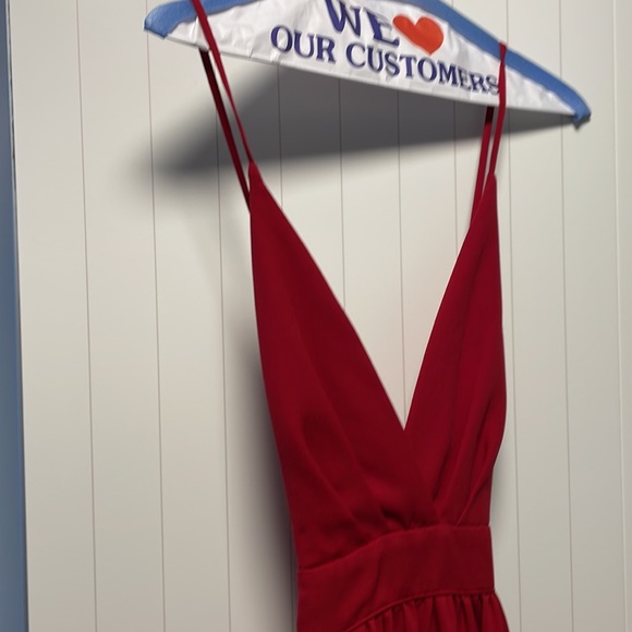 Red Crisscross Back Split Thigh Maxi Dress - Picture 6 of 9